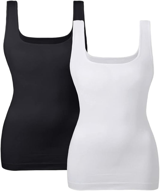 Women Tummy Control Shapewear Tank Tops Seamless Square Neck Compression Tops Slimming Body Shaper Camisole